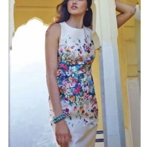 Anthropologie Maeve Tea Garden Sheath Dress Floral Sleeveless 2 XS
